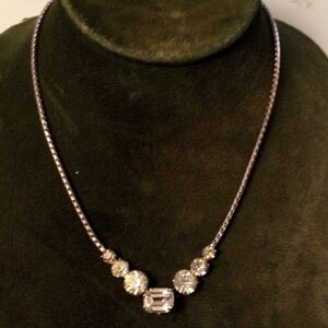 Elegant Silver Necklace with Clear Stones